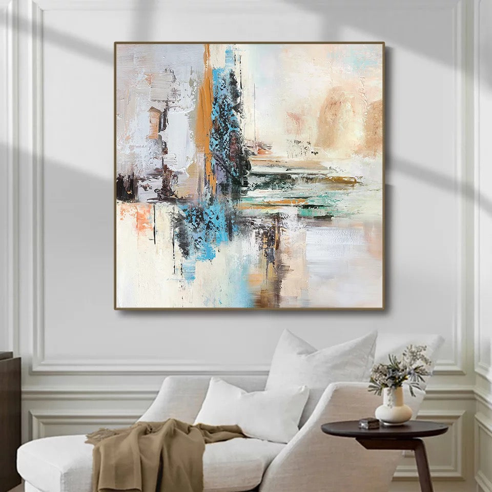 Obra de arte abstracto Reflexion óleo sobre lienzo Marte Gallery Llanogrande