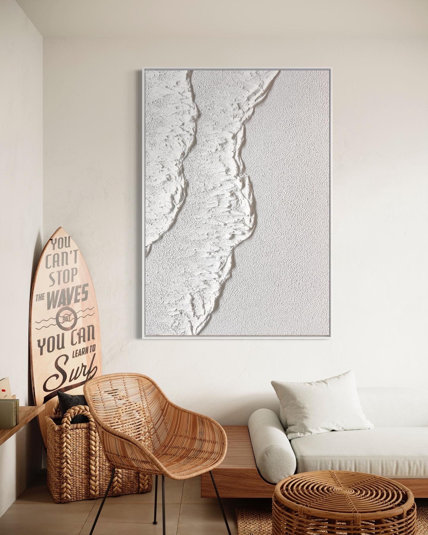 Obra de arte abstracto White Texture 5 óleo sobre lienzo Marte Gallery Llanogrande