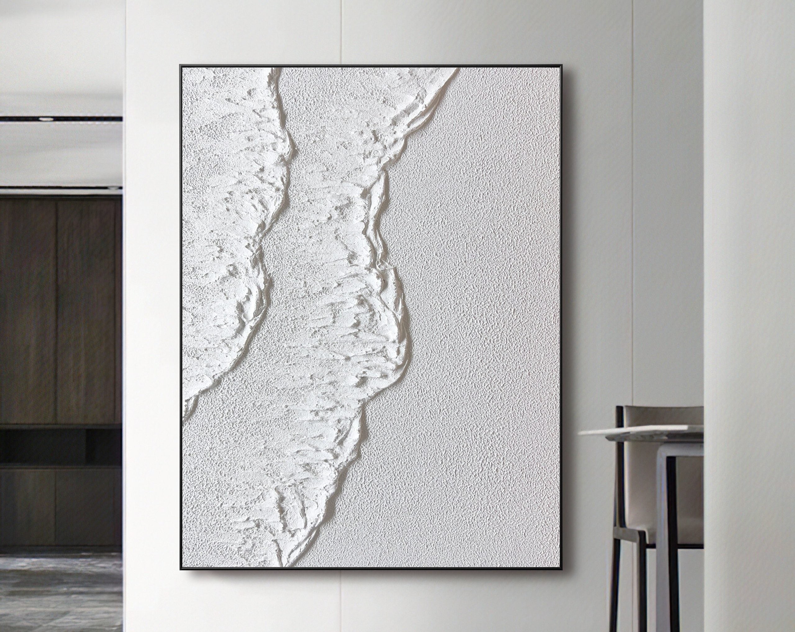 Obra de arte abstracto White Texture 5 óleo sobre lienzo Marte Gallery Llanogrande