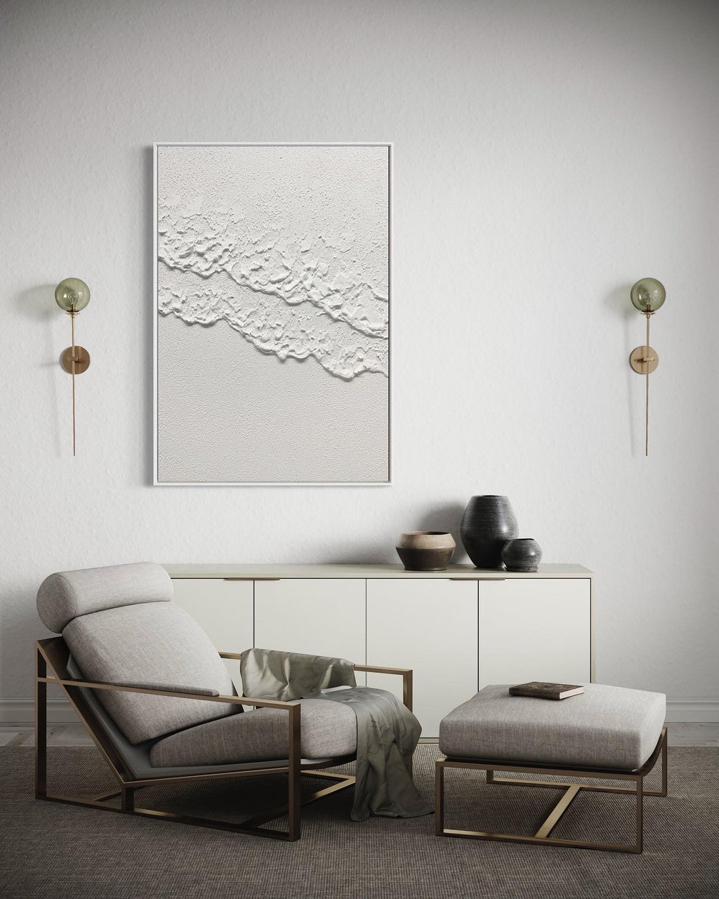 Obra de arte abstracto White Texture 1 óleo sobre lienzo Marte Gallery Llanogrande
