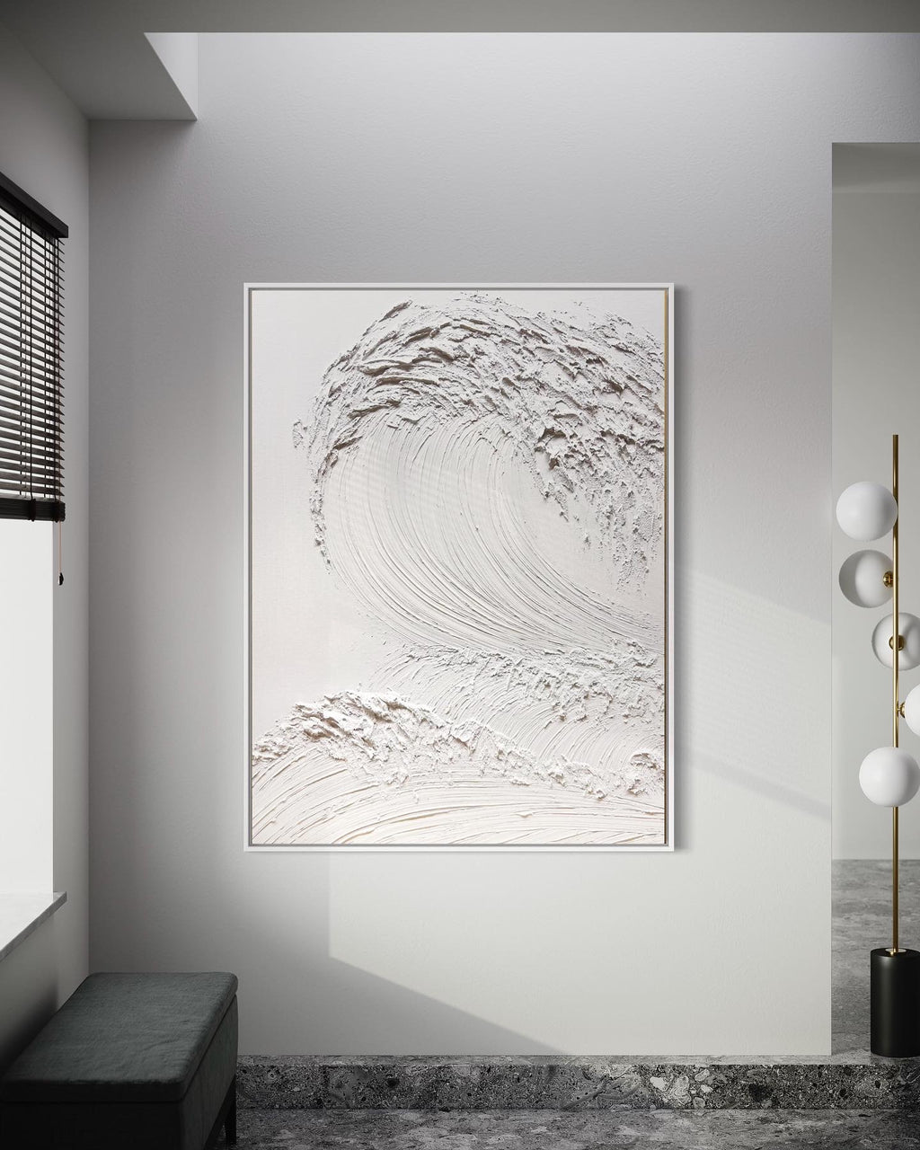 Obra de arte abstracto White Texture 2 óleo sobre lienzo Marte Gallery Llanogrande