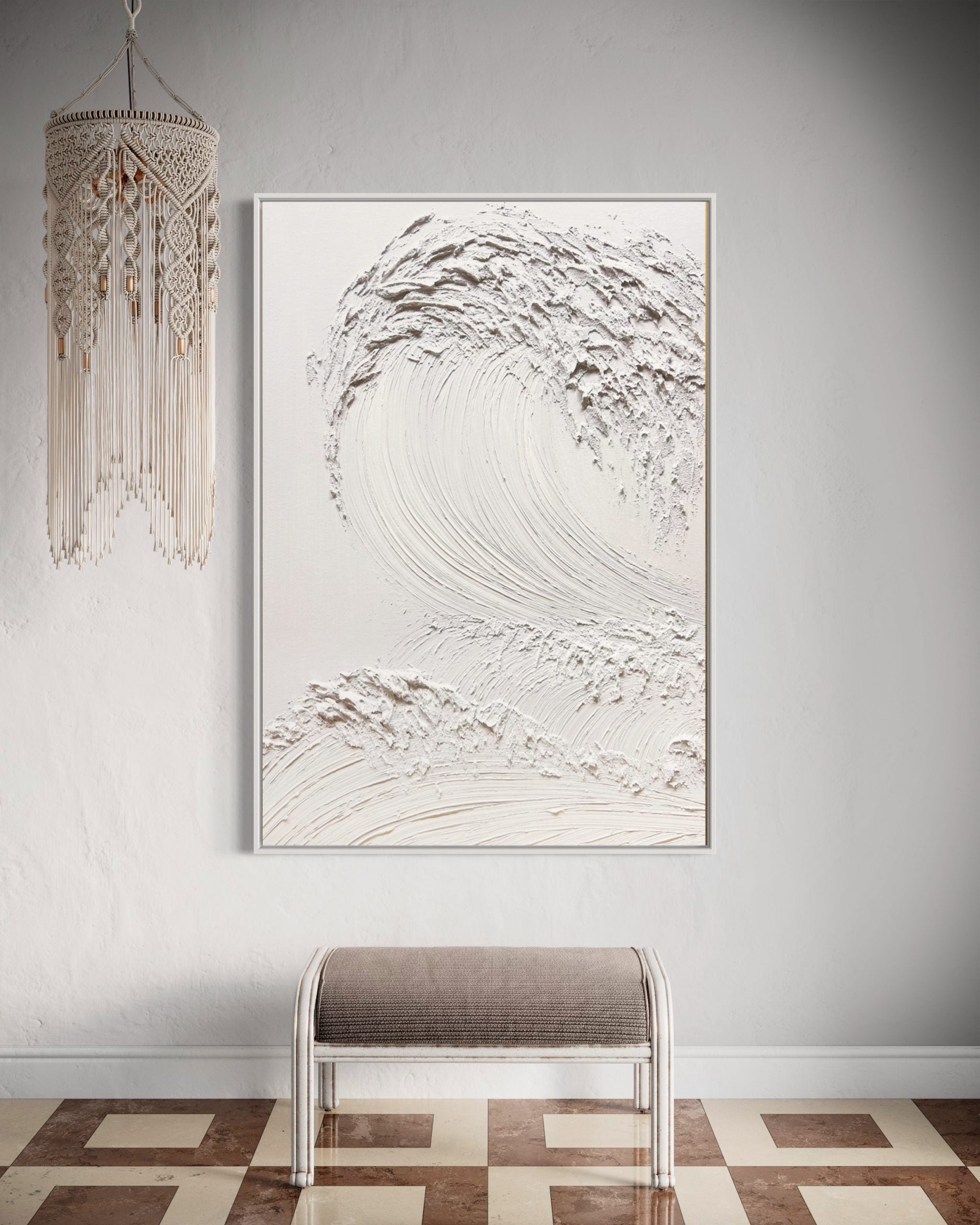 Obra de arte abstracto White Texture 2 óleo sobre lienzo Marte Gallery Llanogrande