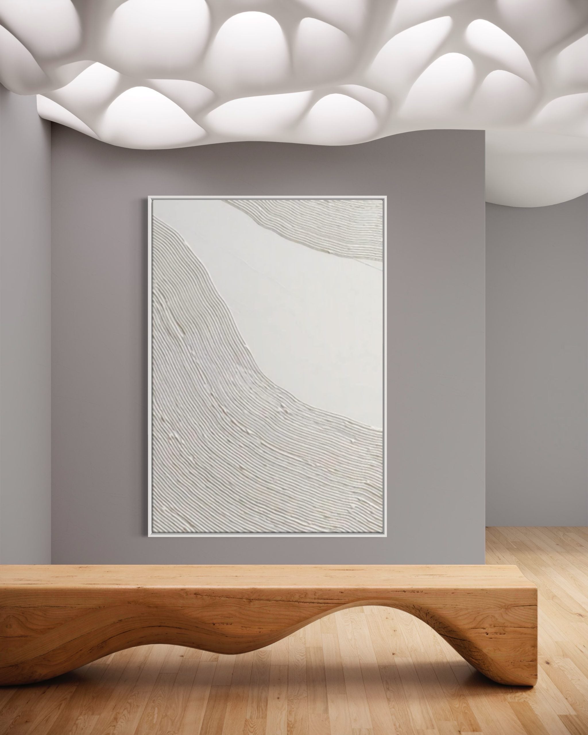 Obra de arte abstracto White Texture 7 óleo sobre lienzo Marte Gallery Llanogrande