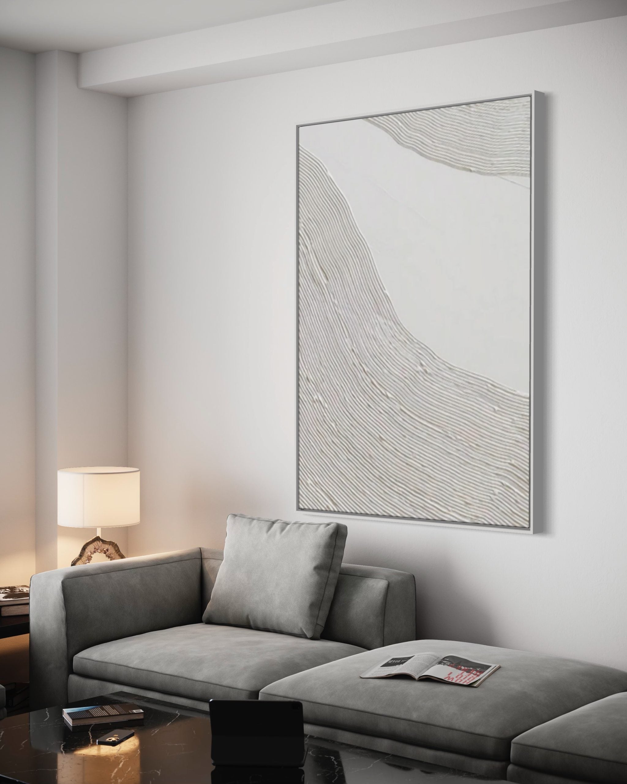 Obra de arte abstracto White Texture 7 óleo sobre lienzo Marte Gallery Llanogrande