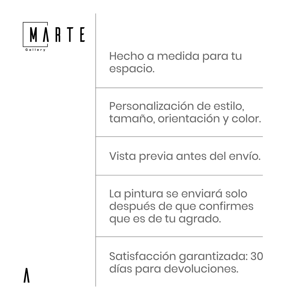 Características y personalización de obras en Marte Gallery