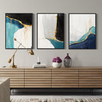 Obra de arte abstracto Melted Gold (Tríptico) óleo sobre lienzo Marte Gallery Llanogrande