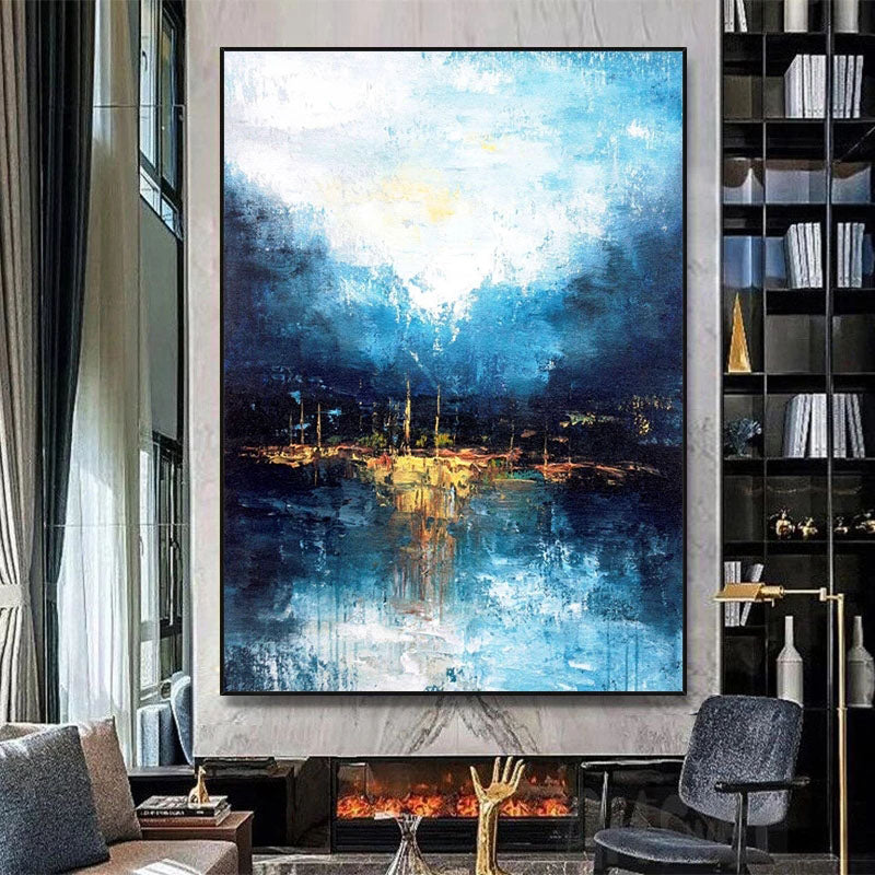 Obra de arte abstracto Night Blue óleo sobre lienzo Marte Gallery Llanogrande