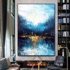 Obra de arte abstracto Night Blue óleo sobre lienzo Marte Gallery Llanogrande