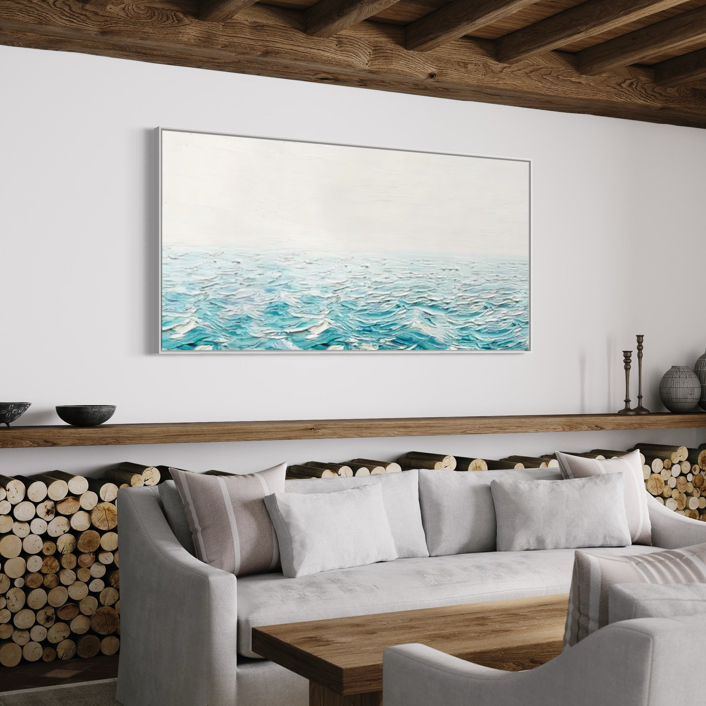 Obra de arte abstracto Peace Waves 2 óleo sobre lienzo Marte Gallery Llanogrande