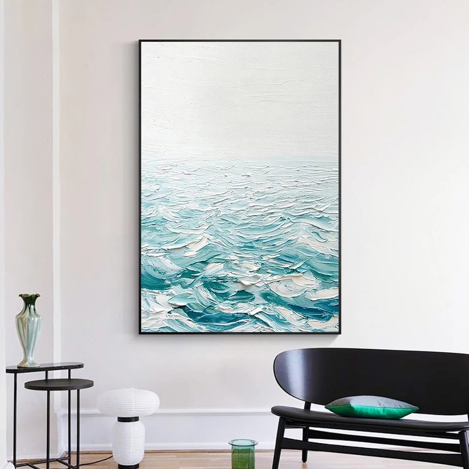 Obra de arte abstracto Peace Waves óleo sobre lienzo Marte Gallery Llanogrande