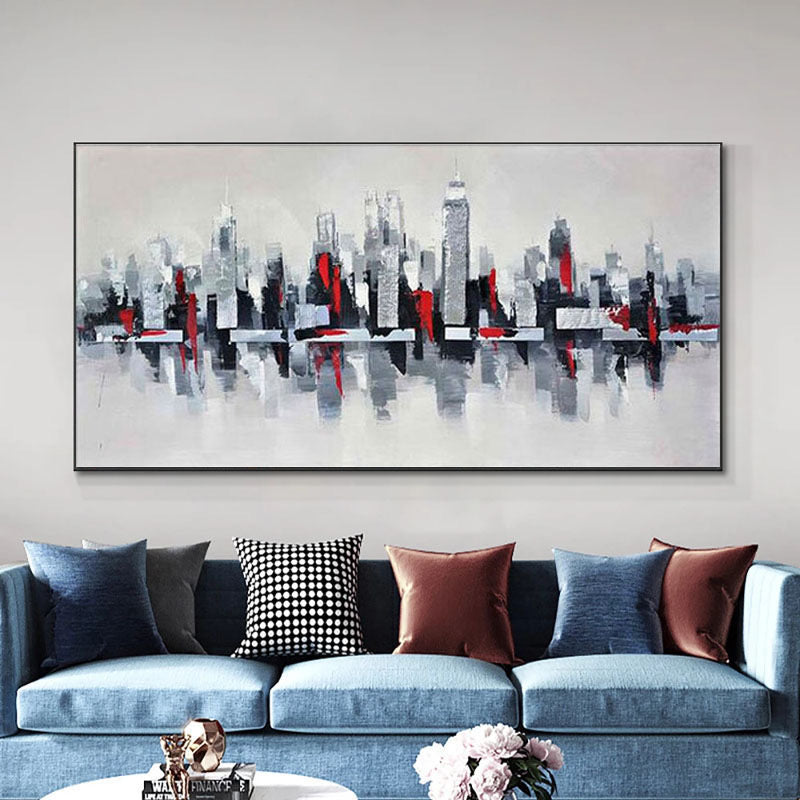 Obra de arte figurativo Red City óleo sobre lienzo Marte Gallery Llanogrande
