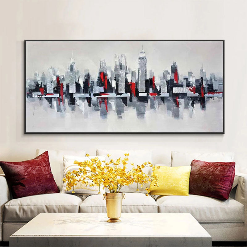 Obra de arte figurativo Red City óleo sobre lienzo Marte Gallery Llanogrande