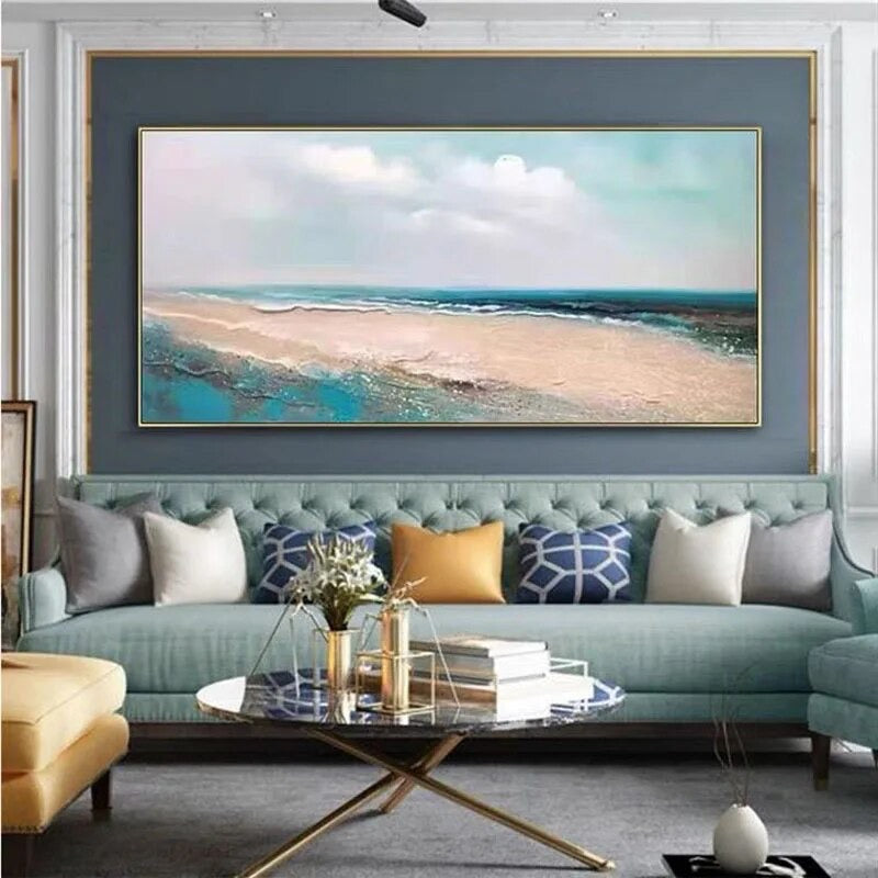 Obra de arte abstracto Serene Seaside óleo sobre lienzo Marte Gallery Llanogrande