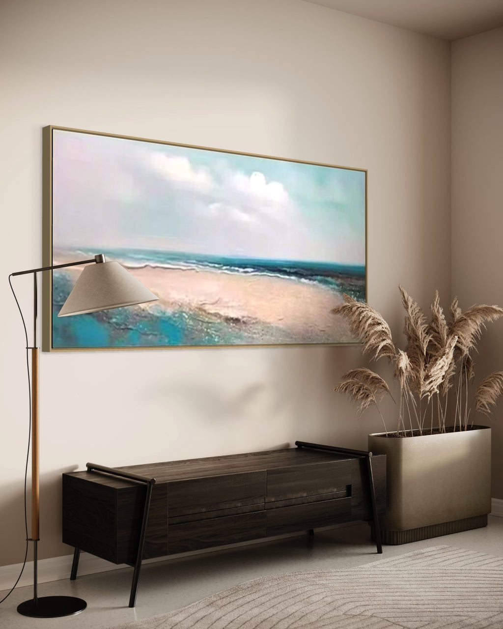Obra de arte abstracto Serene Seaside óleo sobre lienzo Marte Gallery Llanogrande