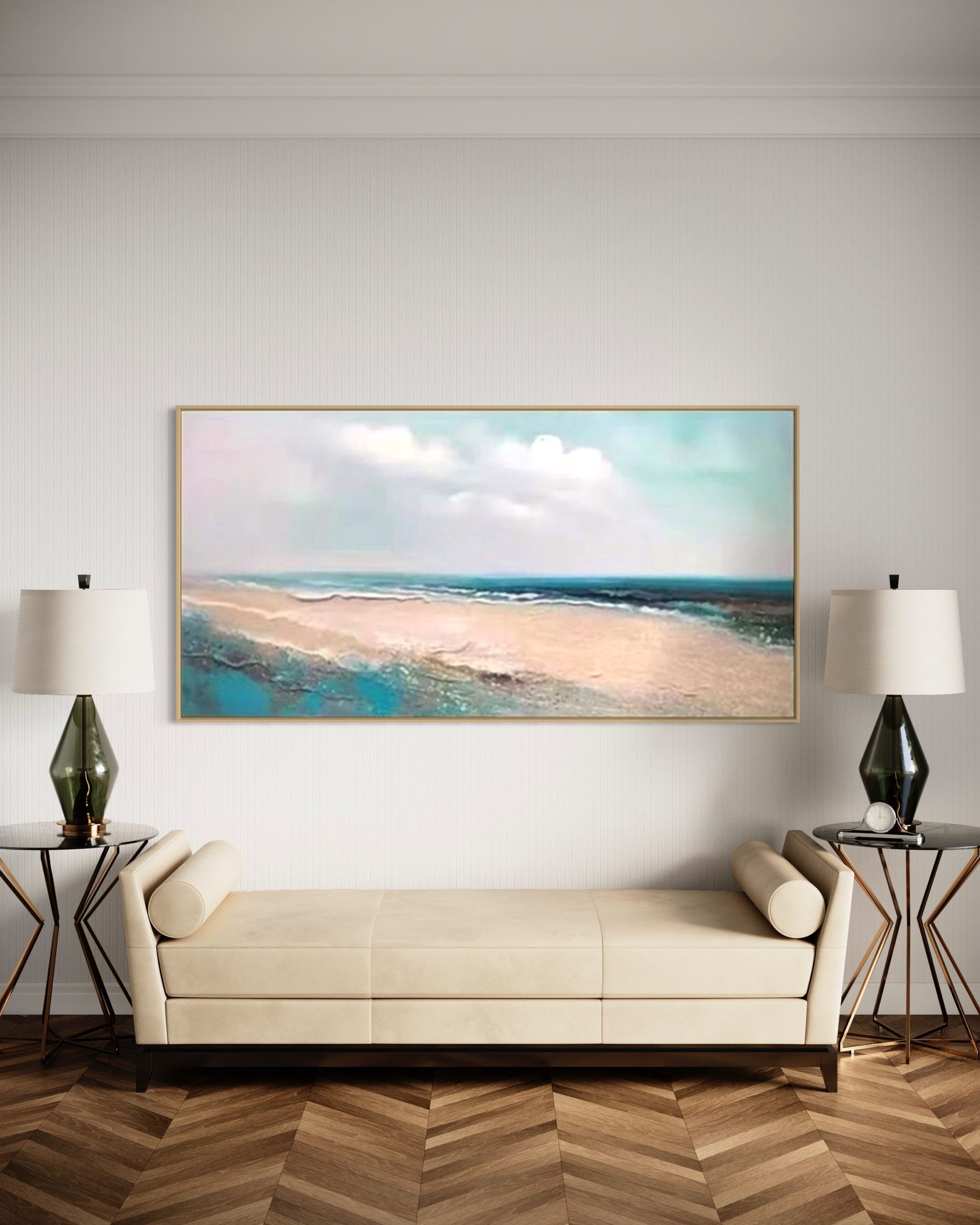 Obra de arte abstracto Serene Seaside óleo sobre lienzo Marte Gallery Llanogrande