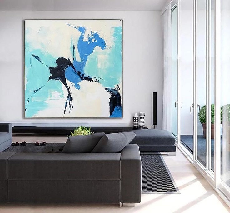 Obra de arte abstracto Blue Sky óleo sobre lienzo Marte Gallery Llanogrande