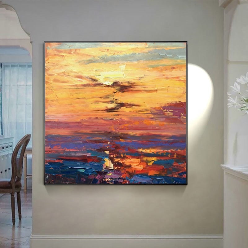 Obra de arte abstracto Sunset óleo sobre lienzo Marte Gallery Llanogrande