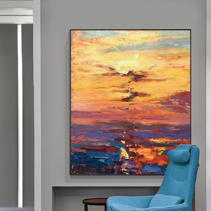 Obra de arte abstracto Sunset óleo sobre lienzo Marte Gallery Llanogrande