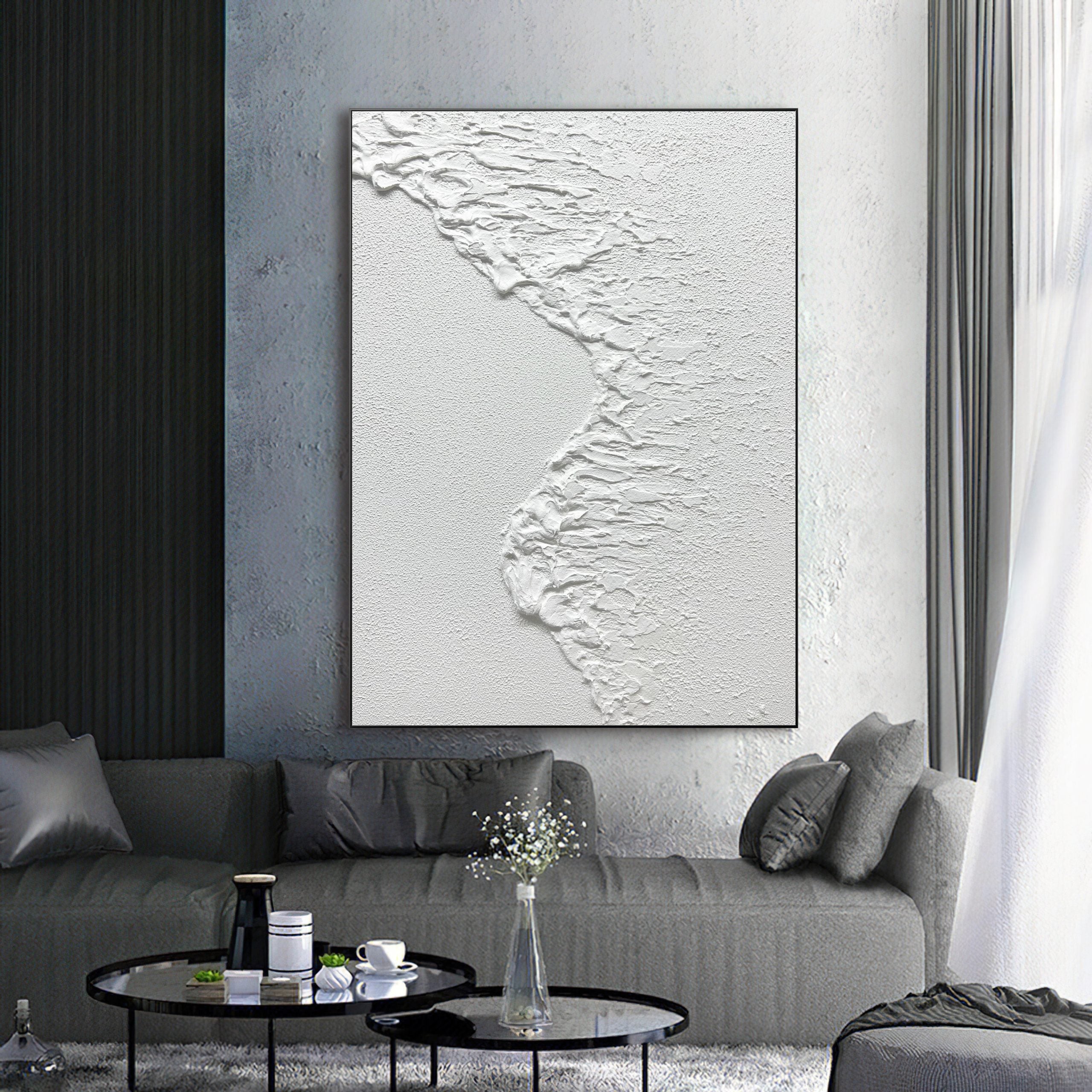 Obra de arte abstracto White Texture 10 óleo sobre lienzo Marte Gallery Llanogrande