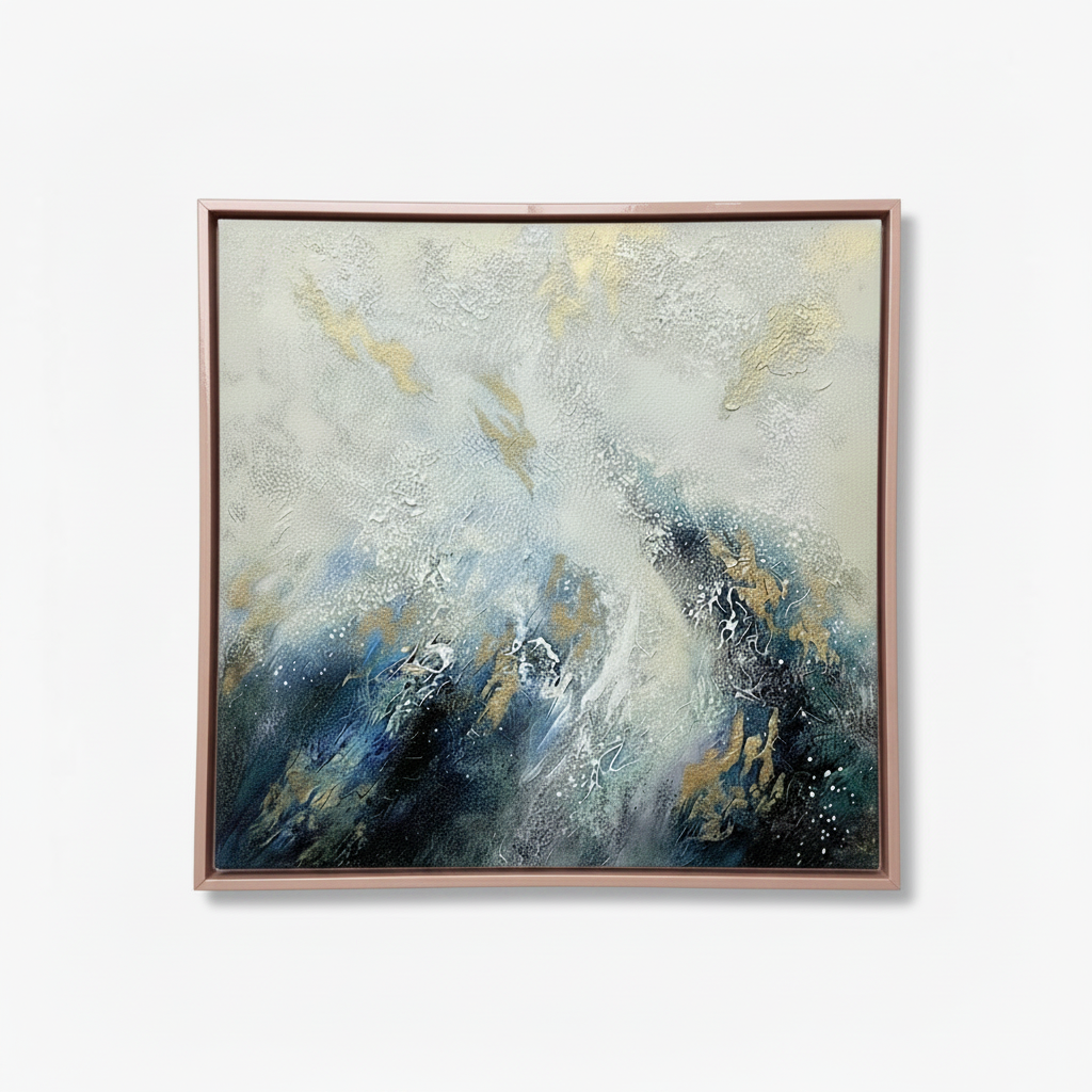 Obra de arte abstracto Shades óleo sobre lienzo con relieve y detalles dorados estilo lujoso Marte Gallery Llanogrande Rionegro
